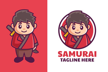 Japanese Samurai Boy Mascot Logo Design