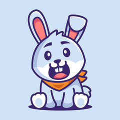 Cute Bunny Sit Cartoon Character