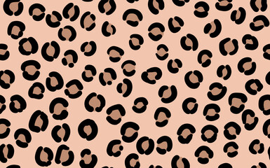 Abstract modern leopard seamless pattern. Animals trendy background. Beige and black decorative vector stock illustration for print, card, postcard, fabric, textile. Modern ornament of stylized skin