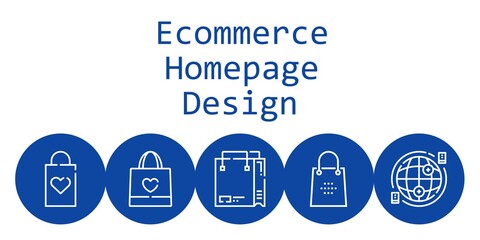 ecommerce homepage design background concept with ecommerce homepage design icons. Icons related shopping bag, internet