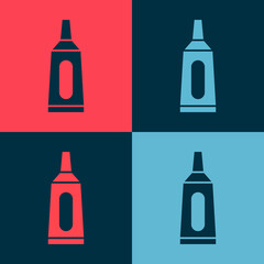 Obraz premium Pop art Ointment cream tube medicine icon isolated on color background. Tube, container, toothpaste, cream sign. Vector