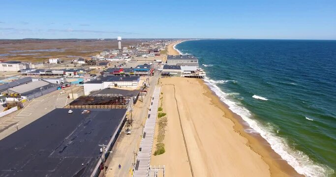 Salisbury Beach Aerial View Including Historic Salisbury Beach Boardwalk And Broadway, Town Of Salisbury, Massachusetts MA, USA.