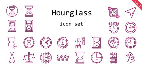 hourglass icon set. line icon style. hourglass related icons such as cursor, timer, law, hourglass, clock, time,