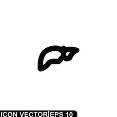 Simple Icon Liver Vector Illustration Design. Outline Style, Black Solid Color.
