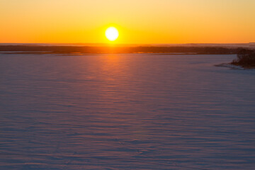 Sunset over field