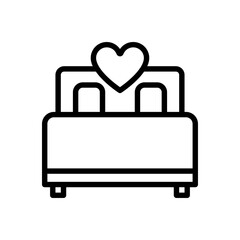 Bed wedding icon  line style vector for your design elment