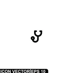Simple Icon stethoscope Vector Illustration Design. Outline Style, Black Solid Color.