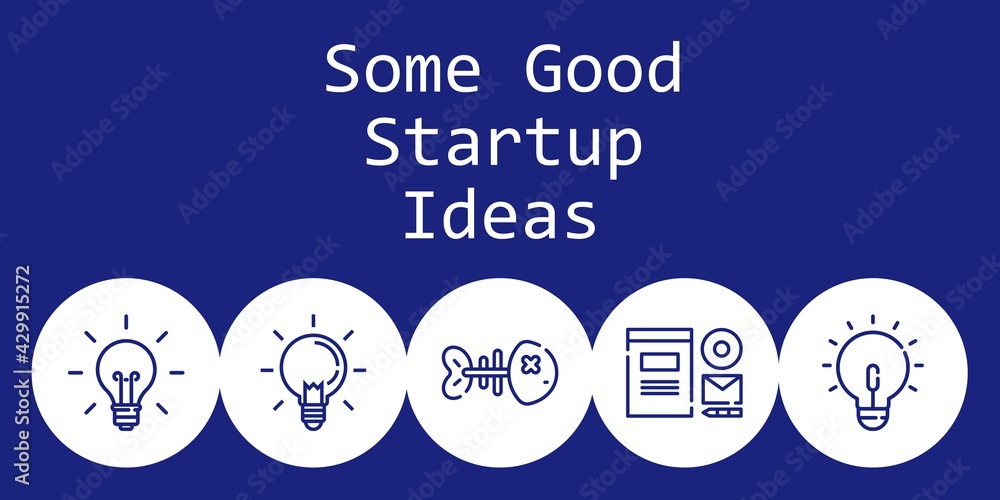 Poster some good startup ideas background concept with some good startup ideas icons. icons related idea, f