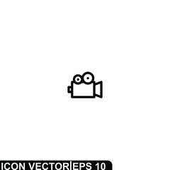 Simple Icon Camera Vector Illustration Design. Outline Style, Black Solid Color.