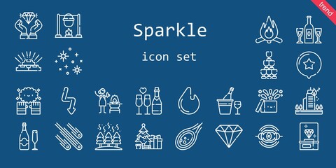 sparkle icon set. line icon style. sparkle related icons such as magic, meteorites, star, christmas tree, stars, nebula, gold, diamond, fire, champagne, meteorite, bonfire, flash