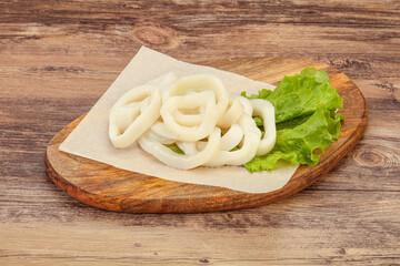 Raw squid rings for cooking