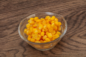 Sweet corn seeds in the bowl