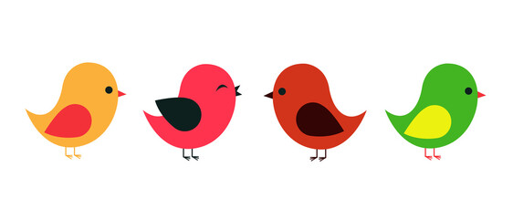 Colored Bird set vector illustration