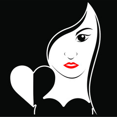Woman on black shadow - vector illustration