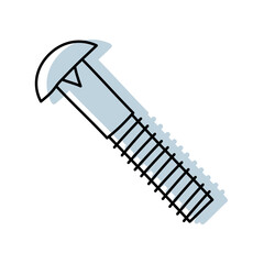 Bolt or screw sketch. Construction tool. Color vector instrument illustration