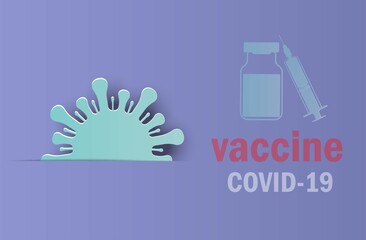 vaccine covid 19 paper art , Coronavirus image or COVID-19 for presentation or publicity.vector