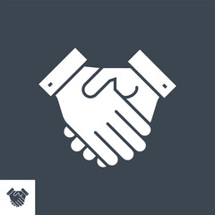 Handshake Related Vector Glyph Icon. Isolated on Black Background. Vector Illustration.