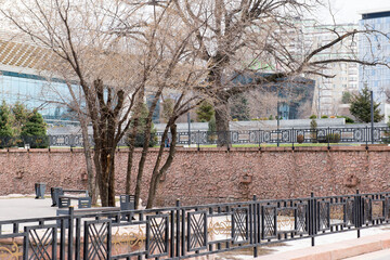beautiful view of Almaty city in spring