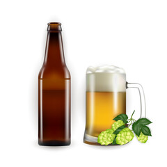 Beer bottle and mug