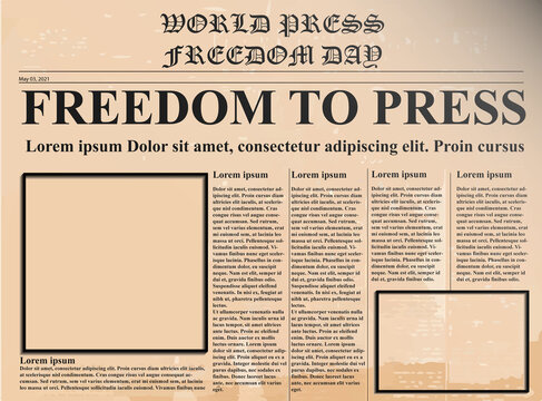 Newspaper template drawing for texture and background. World Press Freedom Day concept. Vector illustration.