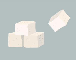 sugar cubes. an ingredient for cooking. outline vector on gray background.