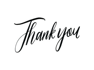 Thank you. Hand written lettering isolated on white background.Vector template for poster, social network, banner, cards.