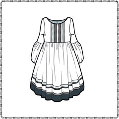 women dress editable fashion flat sketch for creating new designs mockup