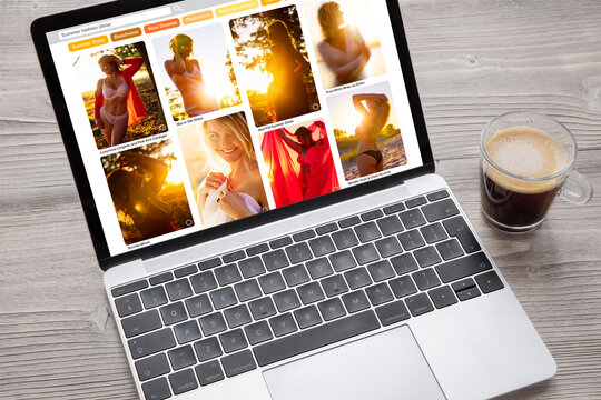 Board of ideas for female summer fashion photos on laptop computer