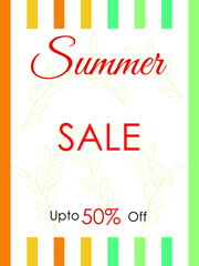 Summer Sale Banner, 50% Offer. Sale Banner Template. Vector Illustration.
