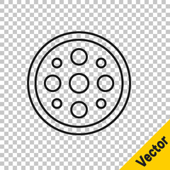 Black line Sewing button for clothes icon isolated on transparent background. Clothing button. Vector