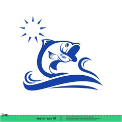 fish icon vector illustration logo template