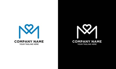 Letter M heart logo icon design template elements