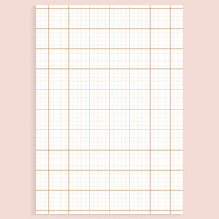 Grid paper. Realistic blank lined paper sheet in A4 format. Squared background with color graph. Geometric pattern for school, wallpaper, textures, notebook. Lined blank on transparent background