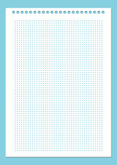 Grid paper. Dotted grid on white background. Abstract dotted transparent illustration with dots. White geometric pattern for school, copybooks, notebooks, diary, notes, banners, print, book.