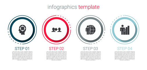 Set Head hunting, Project team base, and Productive human. Business infographic template. Vector