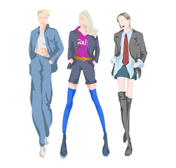 Obraz premium Young beautiful woman in summer clothes. Sale concept. Hand-drawn fashion illustration