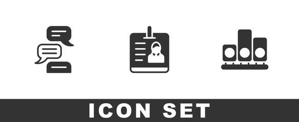 Set Speech bubble chat, Identification badge and Ranking star icon. Vector
