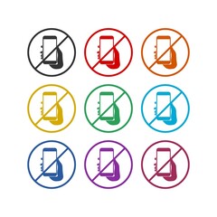 No phone icon isolated on white background color set