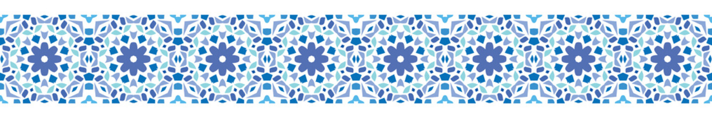 Terrazzo vector border in a trendy ocean blue colour palette. 