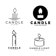 Candle logo line art set or bundle vector illustration design