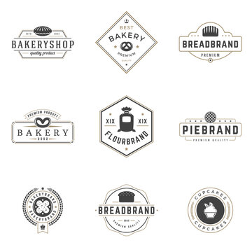 Bakery shop logos templates set. Vector object and icons