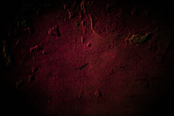 Dark red texture, old cracked wall. Vignette. Backgrounds.