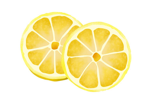 Slice of lemon, icon,  illustration on white background

