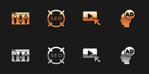 Set Browser setting, SEO optimization, Advertising and icon. Vector
