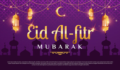 Eid al-fitr mubarak horizontal banner