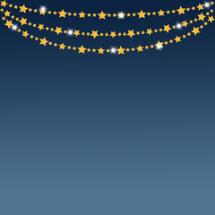 Gold shiny stars glitter textures, gradient background for congratulatory and invitation card, scrapbooking. Template blank, layout.