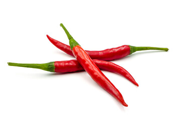 Fresh hot red chilies isolated on white background 