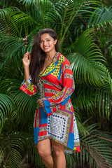 woman posing in African prints dress