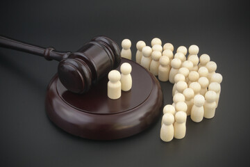 Civil laws and court concept. Many people and judge gavel.