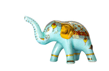 Ceramic Elephant Souvenir from Thailand isolated on white